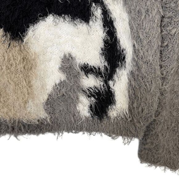 Max Mara Furetto cotton blend crewneck sweater Gray with Ferret Print Size Small - Picture 3 of 12